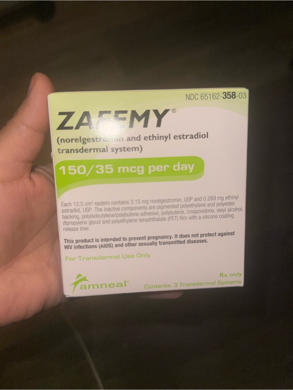 Zafemy 150/35 mcg Transdermal System - White and Green